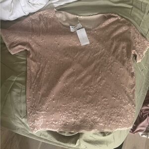 J. Crew Sparkling Beige Short Sleeve Top